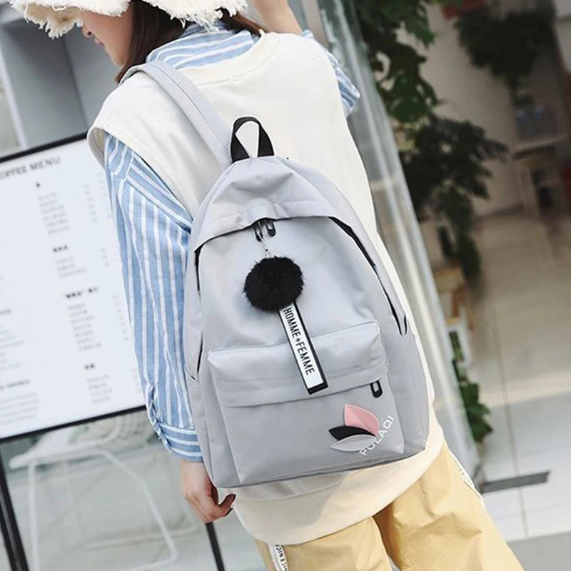 Canvas Schoolbag Middle School Student Couple Backpack
