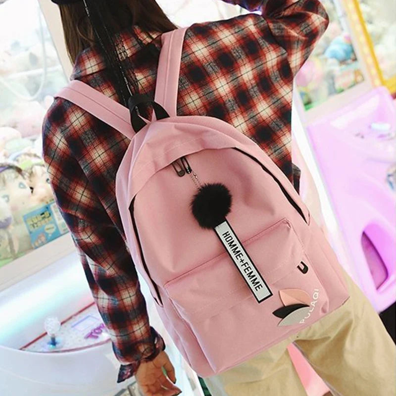 Canvas Schoolbag Student Couple Backpack