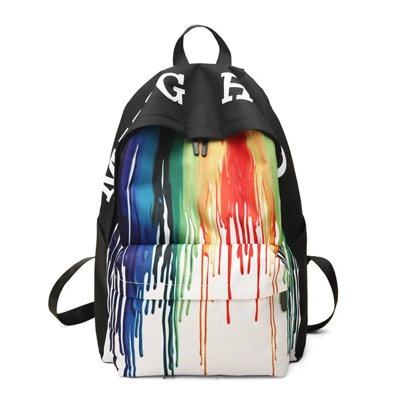 Colorful 3D Splash Ink Backpack for Girls