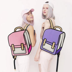 3D Jump Style Women Backpack - Cartoon Comic Messenger Tote Bag