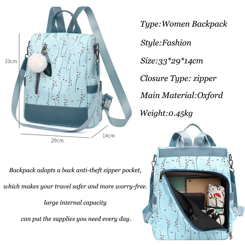 Anti-theft Women Backpack Large Travel Shoulder Handbag