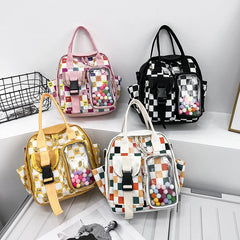 Canvas Mini Backpack Women Kawaii Badge Bag Girl School Mochila Portfolio