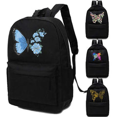 Canvas Backpack for Girls Kids Butterfly Print Laptop Travel Bag
