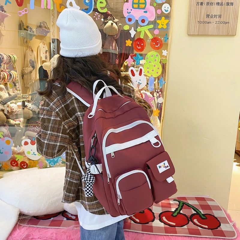 Nylon Women Backpack Casual School Bookbag for Teenager