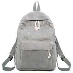 Corduroy Women Backpack School Bag Striped Rucksack Mochila