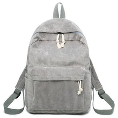 Corduroy School Backpacks For Teenage Girls Striped Rucksack