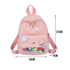 Women Backpack Cartoon Badge Shoulder Bag Eco Friendly Canvas Small Backpack