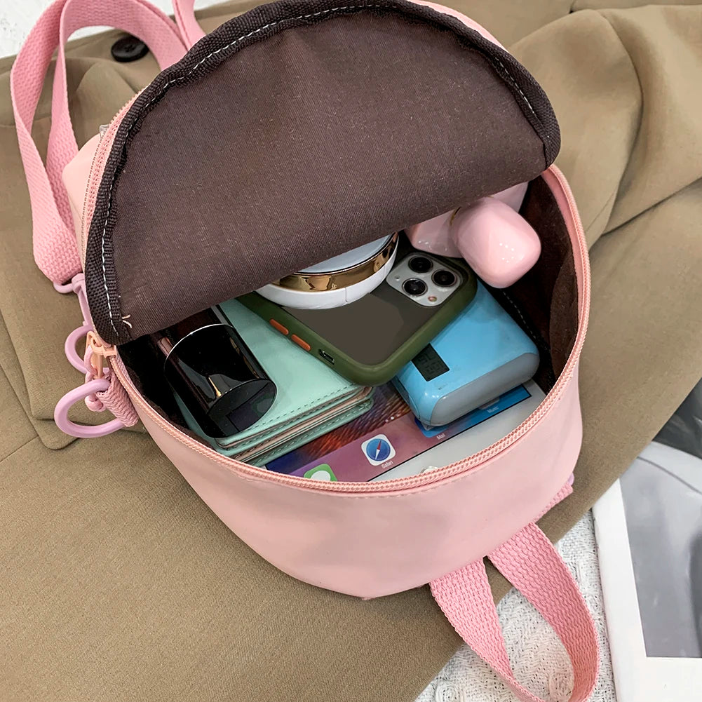 Women Backpack Cartoon Badge Shoulder Bag Eco Friendly Canvas Small Backpack