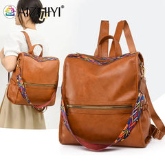 Women Backpack Retro PU College Shoulder School Bags Casual Rucksack