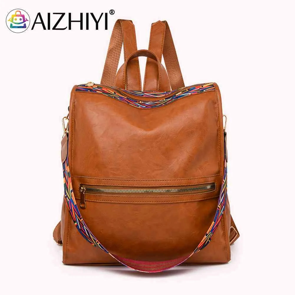 Women Backpack Retro PU College Shoulder School Bags Casual Rucksack