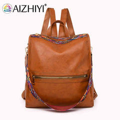Women Backpack Retro PU College Shoulder School Bags Casual Rucksack