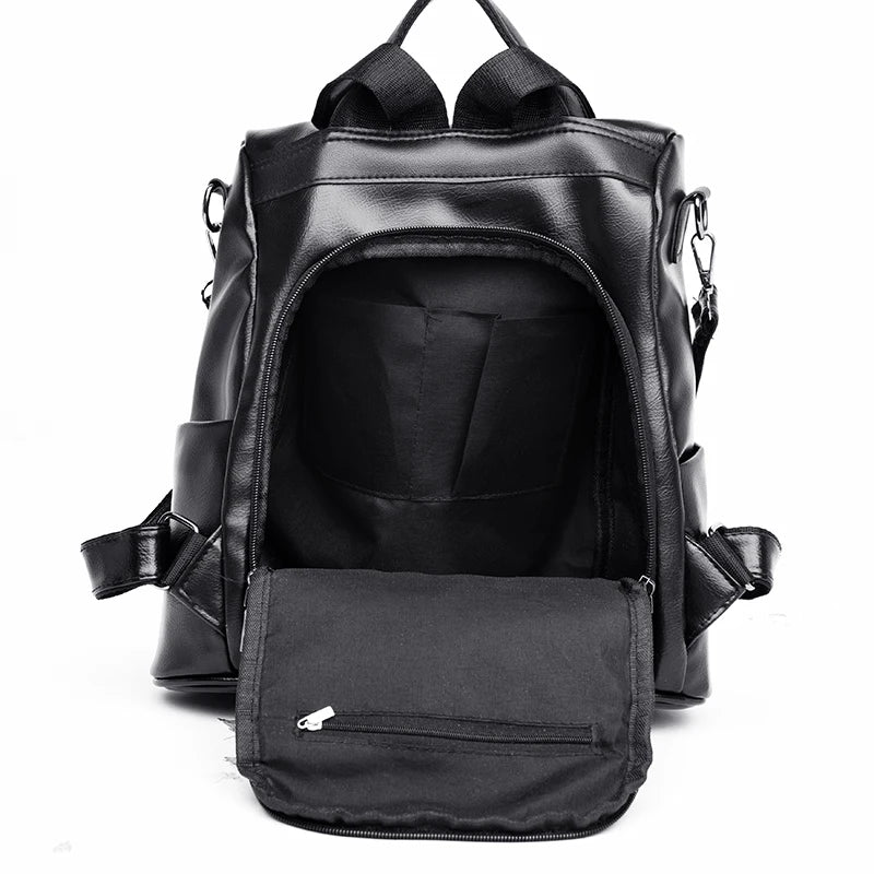 Women Backpack Soft Leather Book School Bags For Teenage Girls