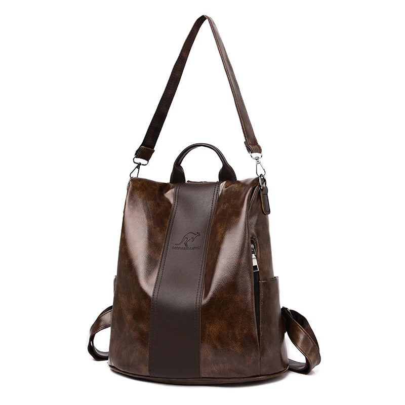 Women Backpack Soft Leather Book School Bags For Teenage Girls