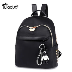 Girl Preppy Style School Bag Teenager Travel Rucksack Bear Pendant