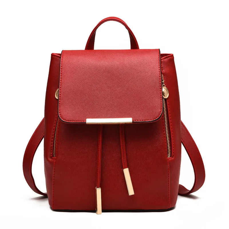 Women Backpack High PU Leather School Bag Girls Teenagers