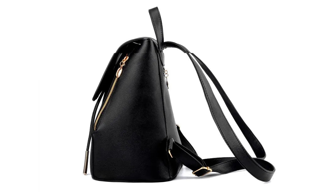 PU Leather Women Backpack School Bags For Teenagers Girls
