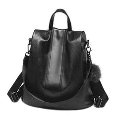 Women Leather School Backpack Anti-theft Travel Bag Casual