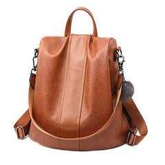Women Leather School Backpack Anti-theft Travel Bag Casual