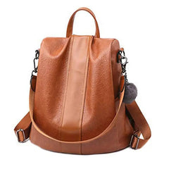 Women Leather School Backpack Anti-theft Travel Bag Casual