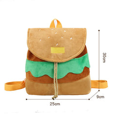 Hamburger Shaped Drawstring Backpack Shoulder Bag Multi-Function Handbag