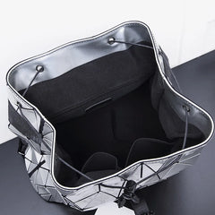 Luminous Geometric Plaid Sequin Female Backpack for Teen Girls