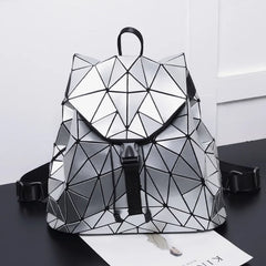 Luminous Geometric Plaid Sequin Female Backpack for Teen Girls