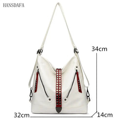 Women Backpack Handbag Large Capacity Casual Shoulder Bag Rivet Tote