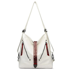 Women Backpack Handbag Large Capacity Casual Shoulder Bag Rivet Tote