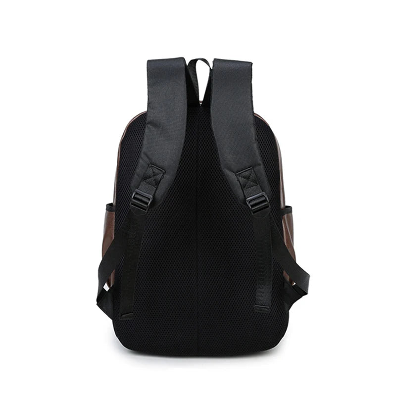 Vintage PU Leather Backpack Large Capacity School Bags For Girls