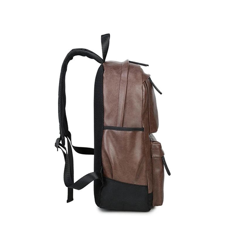 Vintage PU Leather Backpack Large Capacity School Bags For Girls