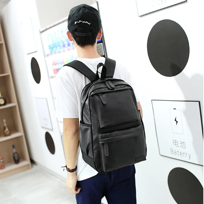 Vintage PU Leather Backpack Large Capacity School Bags For Girls
