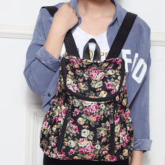 Floral Print Nylon Backpack Large Capacity Travel School Bag