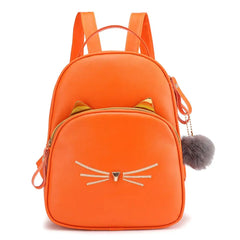 Women Backpack PU Leather School Bags Female Ladies Girl Cartoon Cat Multi-Funct