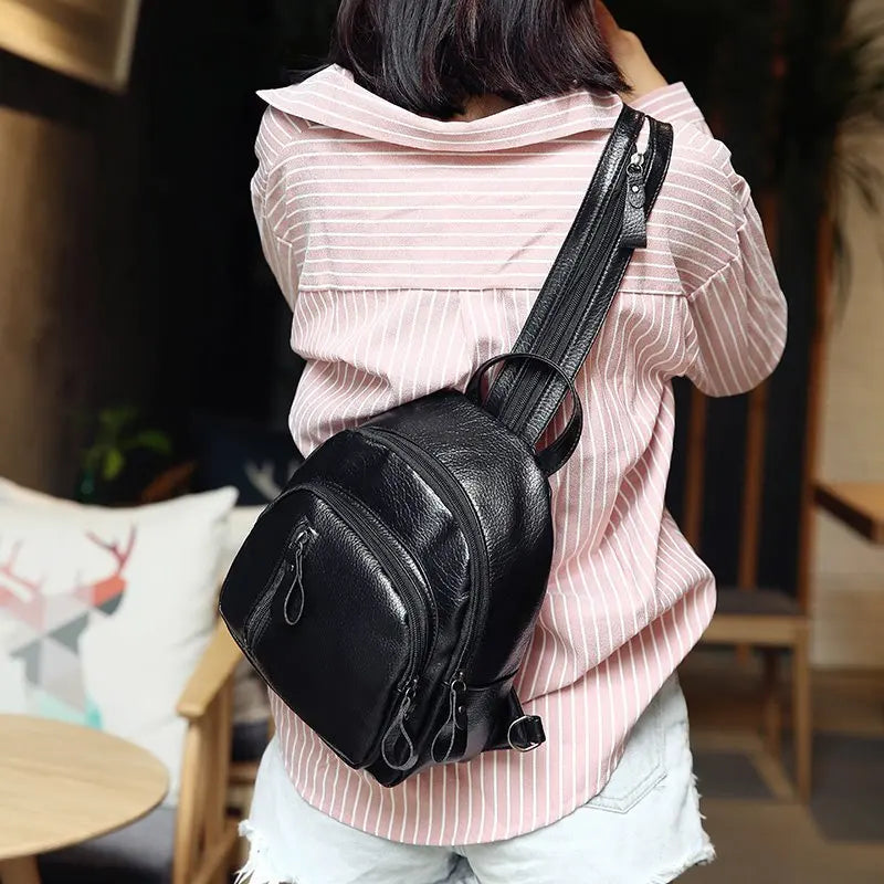 Women Backpack PU Leather Travel Shoulder Bag Girl Multifunctional Small School