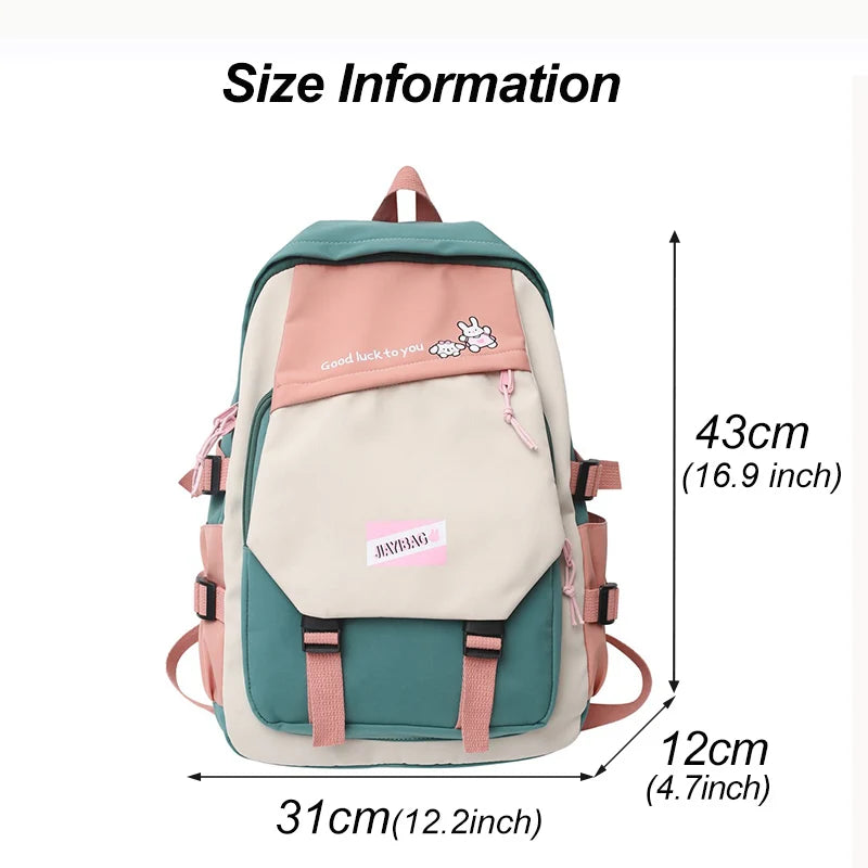 Patchwork Backpack for Teenager Girls Travel Bagpack College School Bag