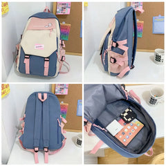 Patchwork Backpack for Teenager Girls Travel Bagpack College School Bag