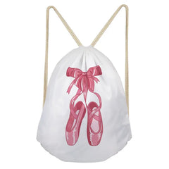 Pink Ballet Shoes Drawstring Bag Small School Backpack