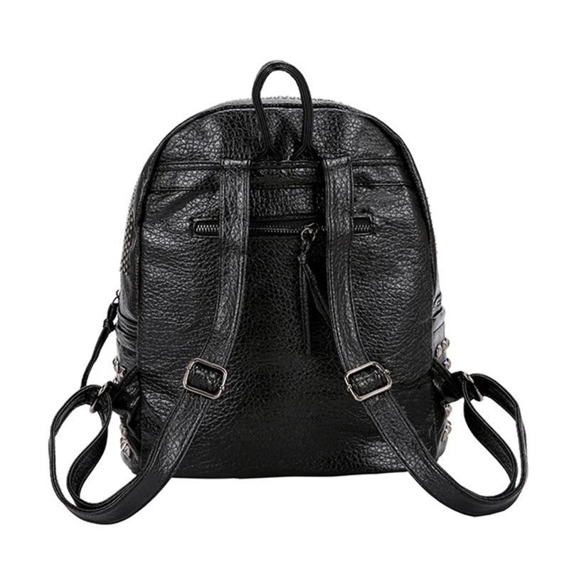 Women Backpack Rivet Studded School Bookbag Daypack Anti Theft Rucksack