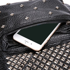 Women Backpack Rivet Studded School Bookbag Daypack Anti Theft Rucksack