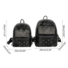 Women Backpack Rivet Studded School Bookbag Daypack Anti Theft Rucksack