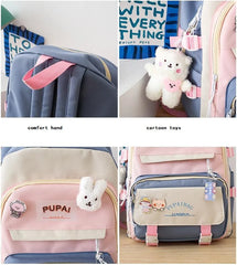 Teenage Girl Backpack SchoolBags 5PCS Set Anti-theft Shoulder Bag Big Capacity