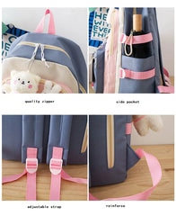 Teenage Girl Backpack SchoolBags 5PCS Set Anti-theft Shoulder Bag Big Capacity