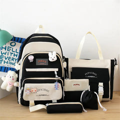 Teenage Girl Backpack SchoolBags 5PCS Set Anti-theft Shoulder Bag Big Capacity