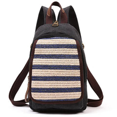 Women Canvas Backpack Chest Pack Vintage School Bags Casual Travel Rucksack