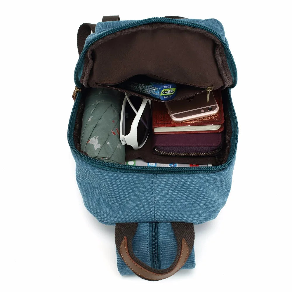 Women Canvas Backpack Chest Pack Vintage School Bags Casual Travel Rucksack
