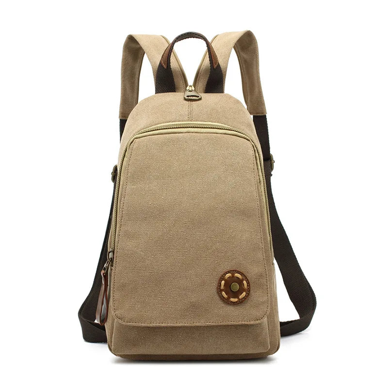 Women Canvas Backpack Chest Pack Vintage School Bags Casual Travel Rucksack