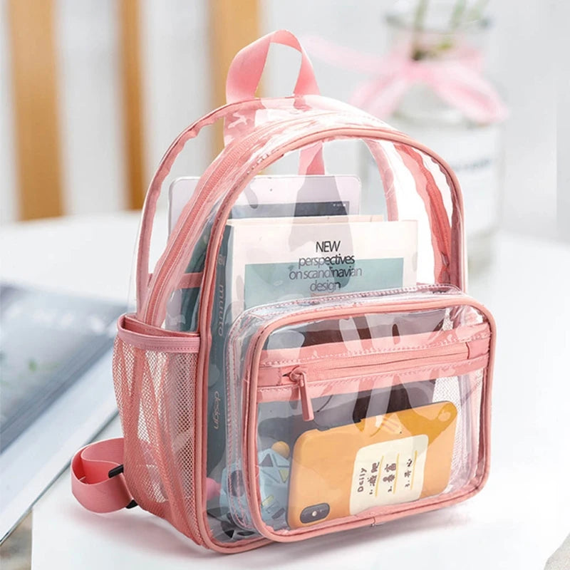 Women Backpack Transparent PVC Bag Female College Students Bookbag