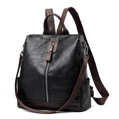 Women Backpack Travel PU Leather Zipper Anti Theft Pack Female Schoolbag