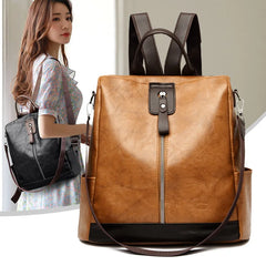 Women Backpack Travel PU Leather Zipper Anti Theft Pack Female Schoolbag