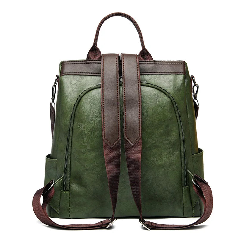 Women Backpack Travel PU Leather Zipper Anti Theft Pack Female Schoolbag